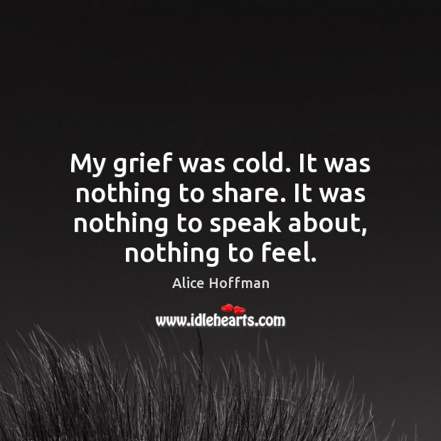My grief was cold. It was nothing to share. It was nothing Alice Hoffman Picture Quote