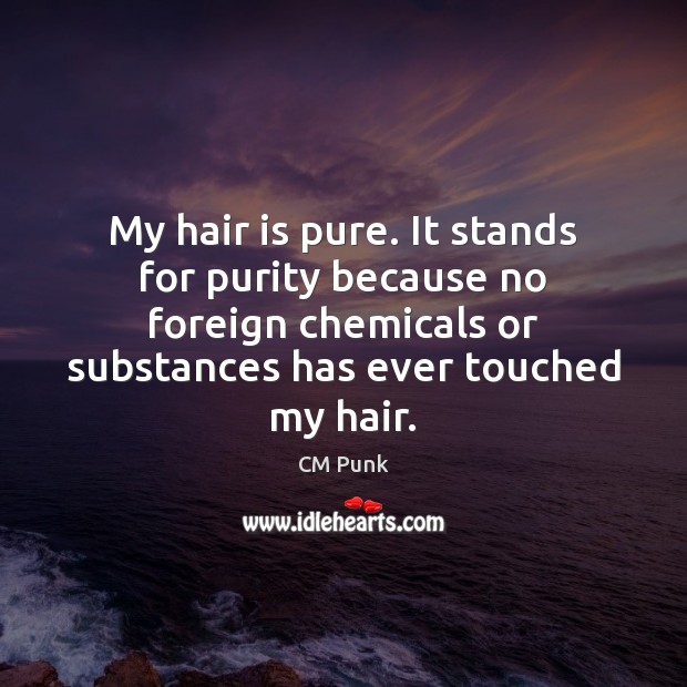 My hair is pure. It stands for purity because no foreign chemicals CM Punk Picture Quote