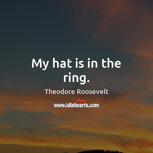 My hat is in the ring. Image