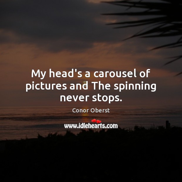 My head’s a carousel of pictures and The spinning never stops. Conor Oberst Picture Quote