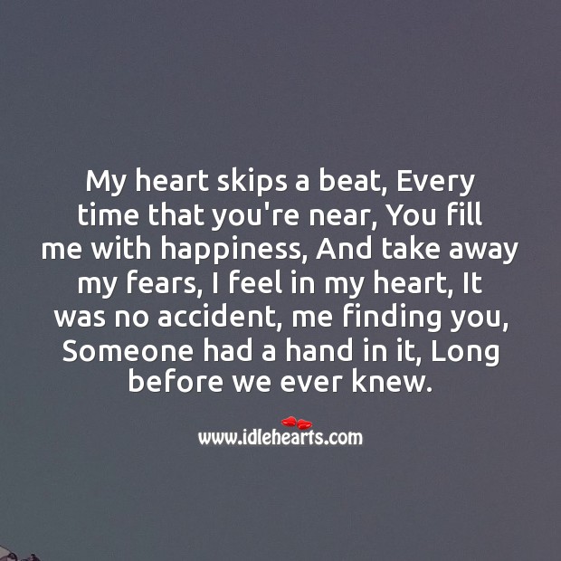 My heart skips a beat Love Messages Image