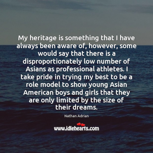 My heritage is something that I have always been aware of, however, Nathan Adrian Picture Quote