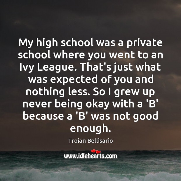 My high school was a private school where you went to an Troian Bellisario Picture Quote