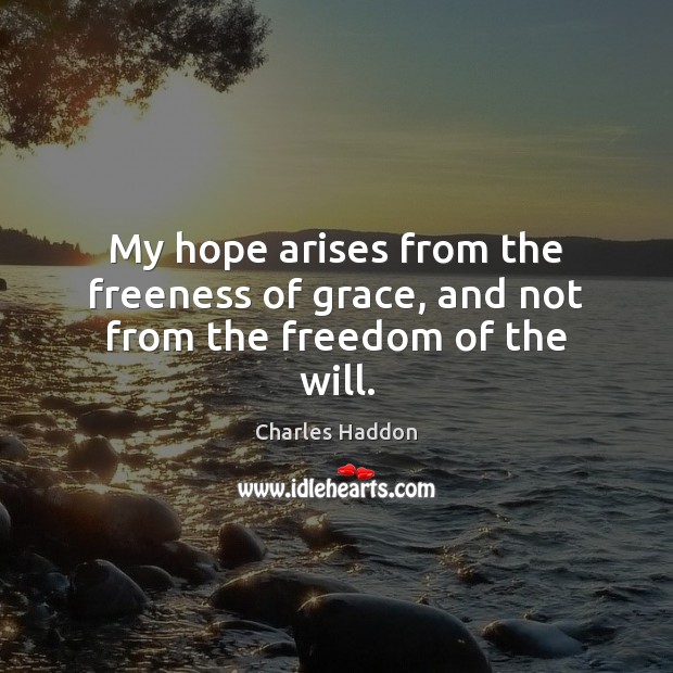 My hope arises from the freeness of grace, and not from the freedom of the will. Image