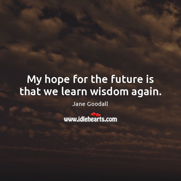 My hope for the future is that we learn wisdom again. Image