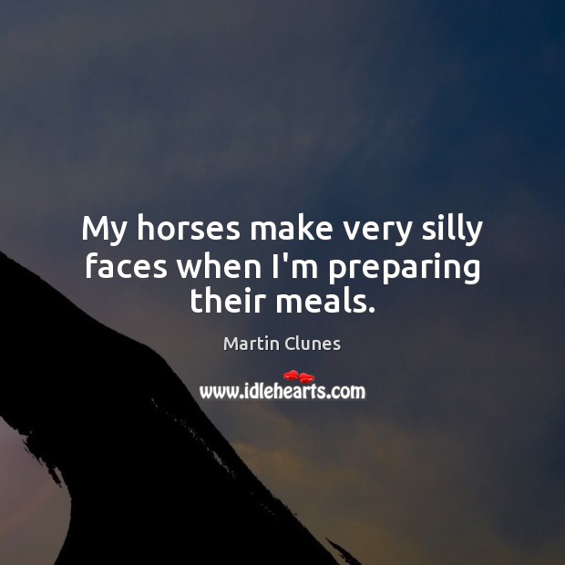 My horses make very silly faces when I’m preparing their meals. Martin Clunes Picture Quote