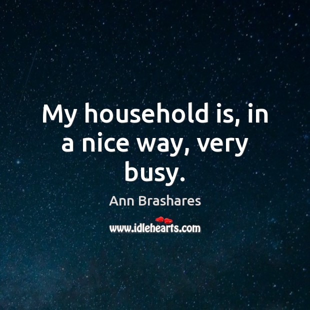 My household is, in a nice way, very busy. Ann Brashares Picture Quote