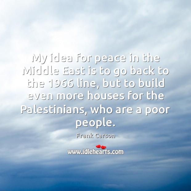 My idea for peace in the Middle East is to go back Frank Carson Picture Quote