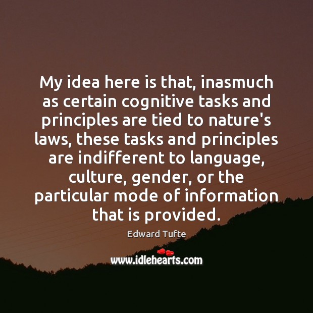 My idea here is that, inasmuch as certain cognitive tasks and principles Edward Tufte Picture Quote