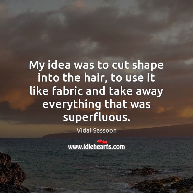 My idea was to cut shape into the hair, to use it Vidal Sassoon Picture Quote