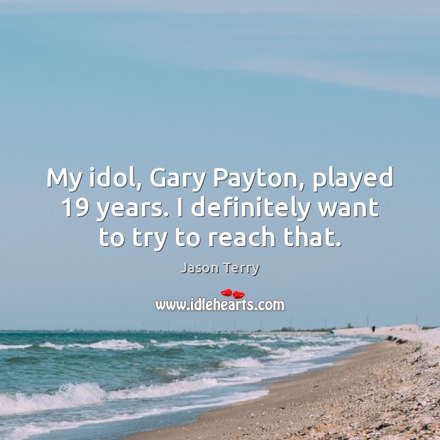 My idol, Gary Payton, played 19 years. I definitely want to try to reach that. Image