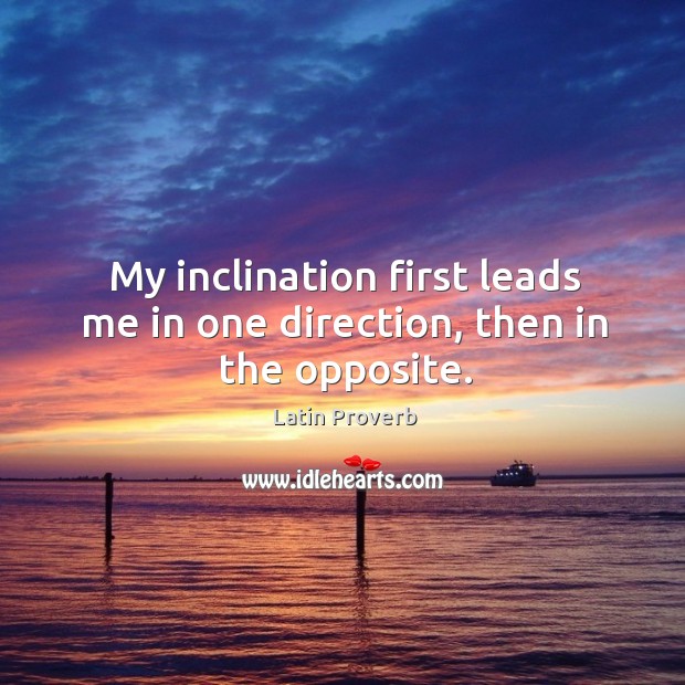 My inclination first leads me in one direction, then in the opposite. Image