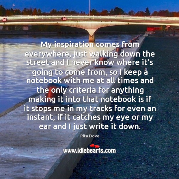 My inspiration comes from everywhere, just walking down the street and I Image