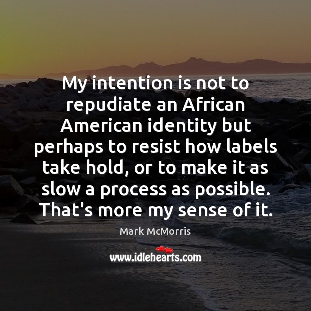 My intention is not to repudiate an African American identity but perhaps Mark McMorris Picture Quote