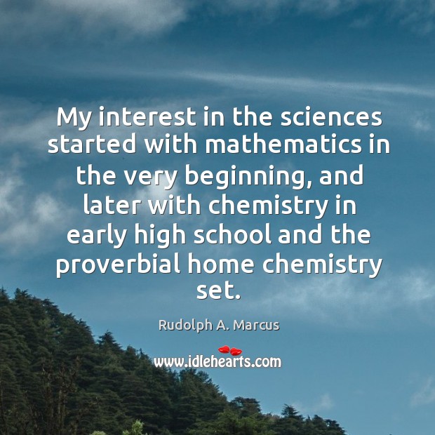 My interest in the sciences started with mathematics in the very beginning, and later with chemistry 