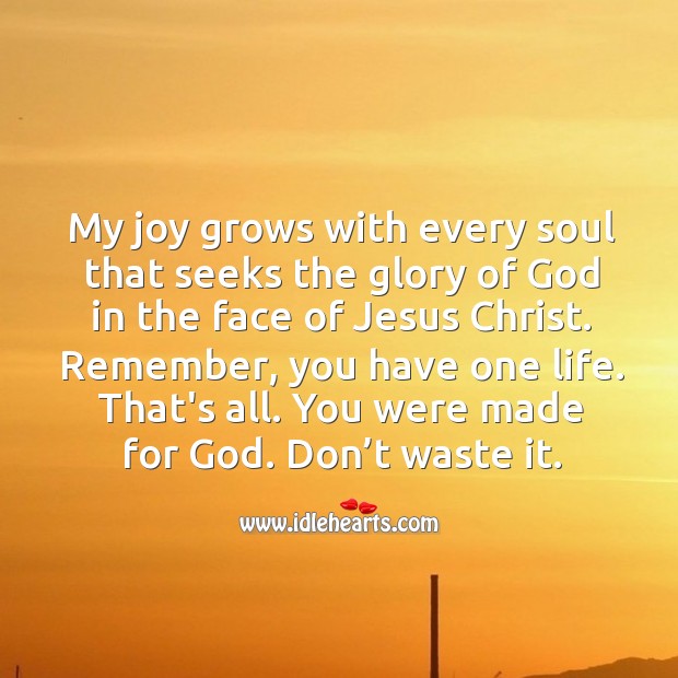 My joy grows with every soul that seeks the glory of God. Image