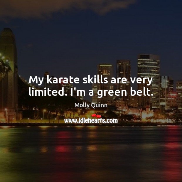My karate skills are very limited. I’m a green belt. 