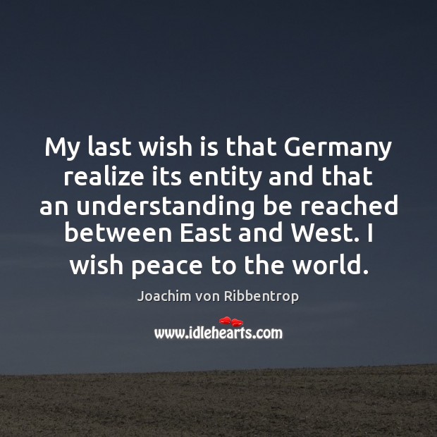My last wish is that Germany realize its entity and that an Understanding Quotes Image
