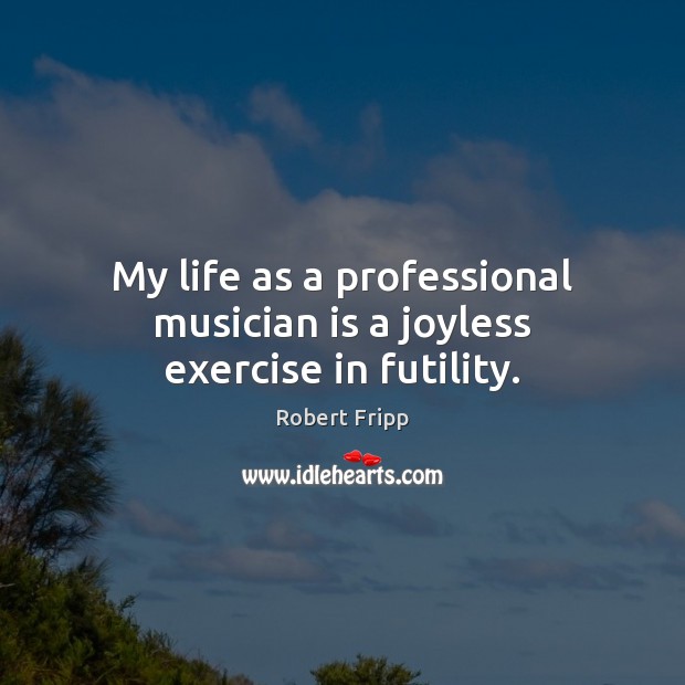 My life as a professional musician is a joyless exercise in futility. Exercise Quotes Image