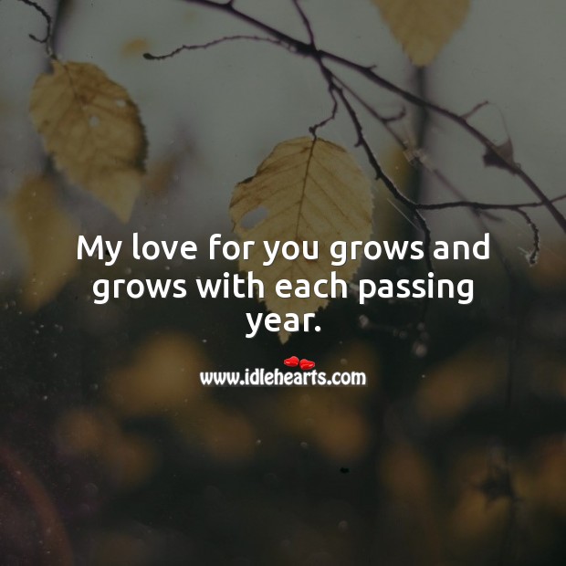 My love for you grows and grows with each passing year. Anniversary Quotes Image