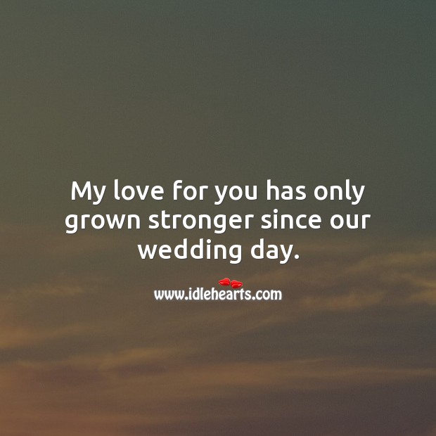 My love for you has only grown stronger since our wedding day. Wedding Anniversary Messages for Husband Image