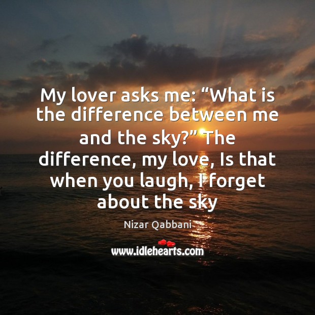 My lover asks me: “What is the difference between me and the Nizar Qabbani Picture Quote
