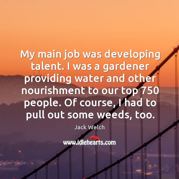 My main job was developing talent. Jack Welch Picture Quote