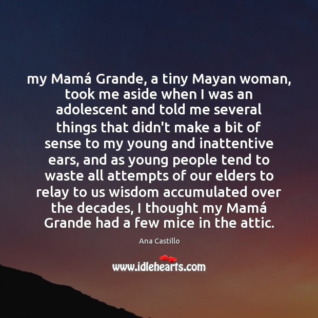 My Mamá Grande, a tiny Mayan woman, took me aside when I Image