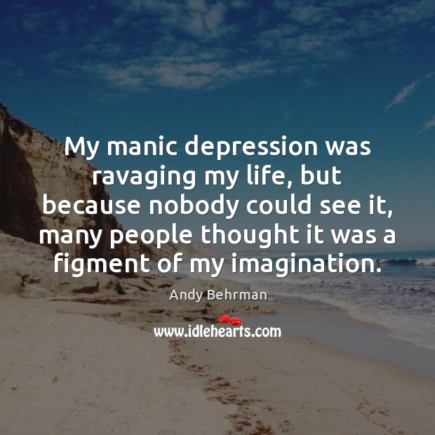 My manic depression was ravaging my life, but because nobody could see Andy Behrman Picture Quote