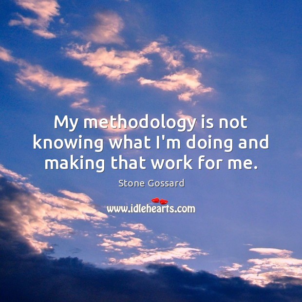 My methodology is not knowing what I’m doing and making that work for me. Stone Gossard Picture Quote
