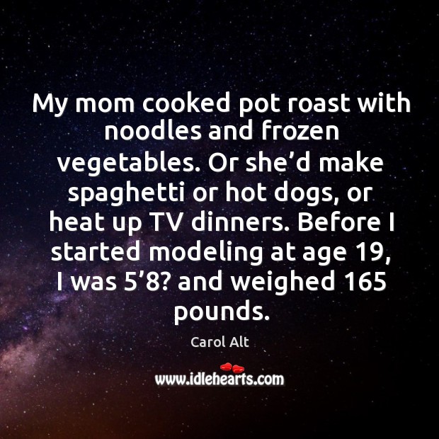 My mom cooked pot roast with noodles and frozen vegetables. Image