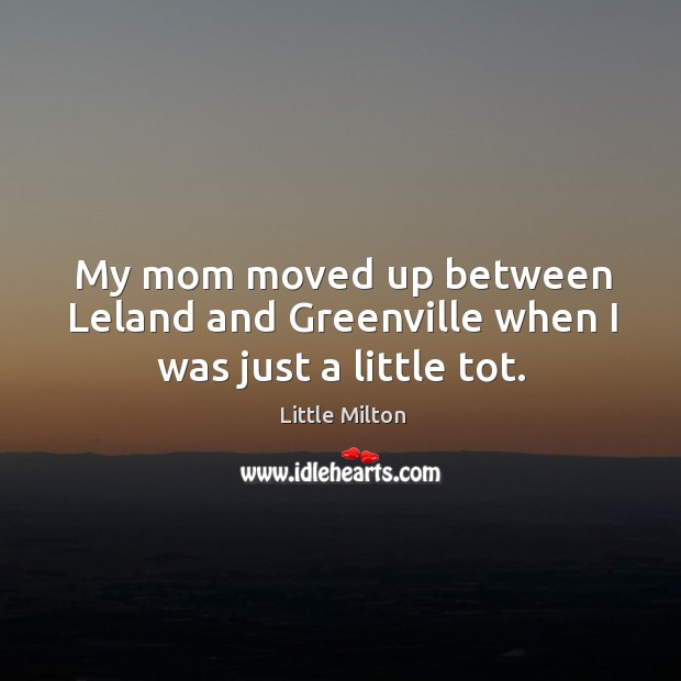 My mom moved up between leland and greenville when I was just a little tot. Little Milton Picture Quote