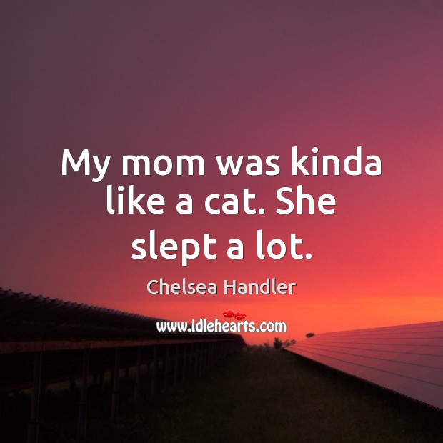 My mom was kinda like a cat. She slept a lot. Chelsea Handler Picture Quote