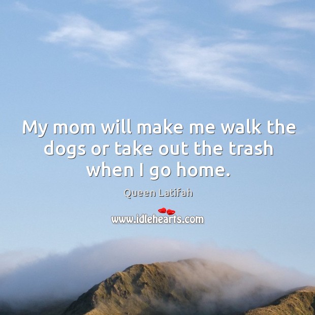 My mom will make me walk the dogs or take out the trash when I go home. Image