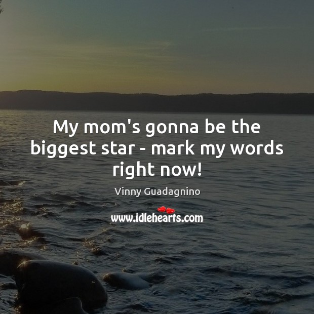 My mom’s gonna be the biggest star – mark my words right now! Vinny Guadagnino Picture Quote