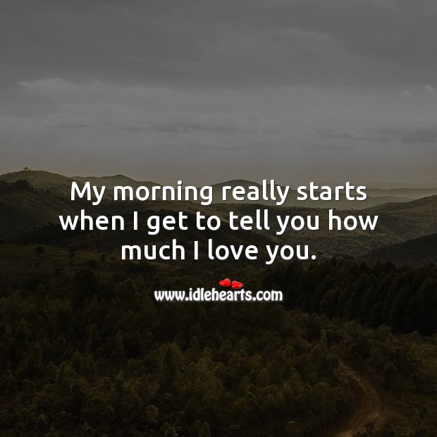 My morning really starts when I get to tell you how much I love you. I Love You Quotes Image