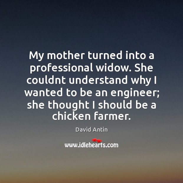 My mother turned into a professional widow. She couldnt understand why I David Antin Picture Quote