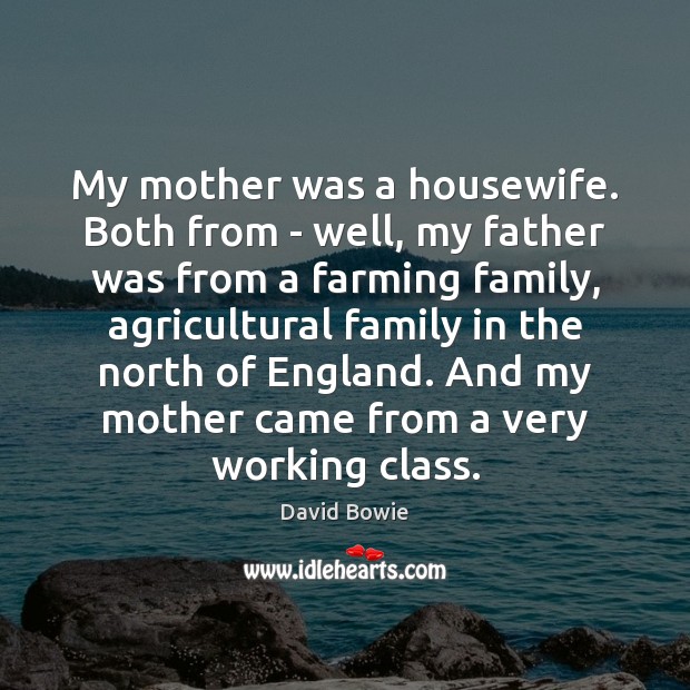 My mother was a housewife. Both from – well, my father was David Bowie Picture Quote
