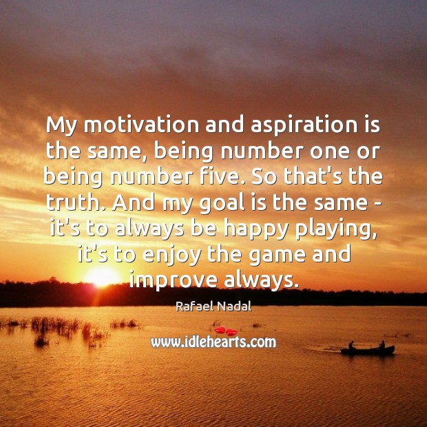 My motivation and aspiration is the same, being number one or being Image