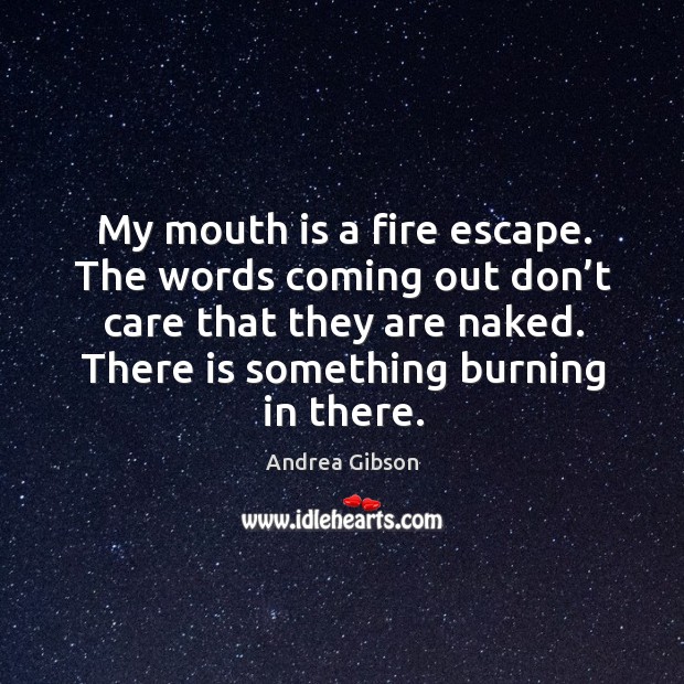 My mouth is a fire escape. The words coming out don’t Image