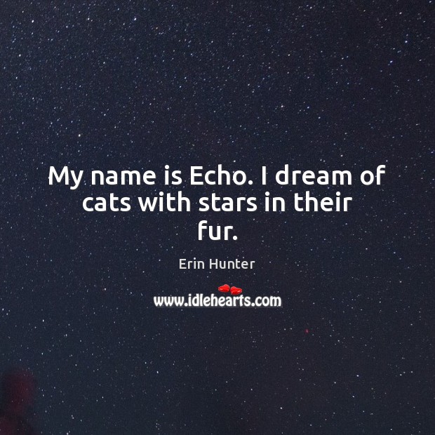 My name is Echo. I dream of cats with stars in their fur. Erin Hunter Picture Quote
