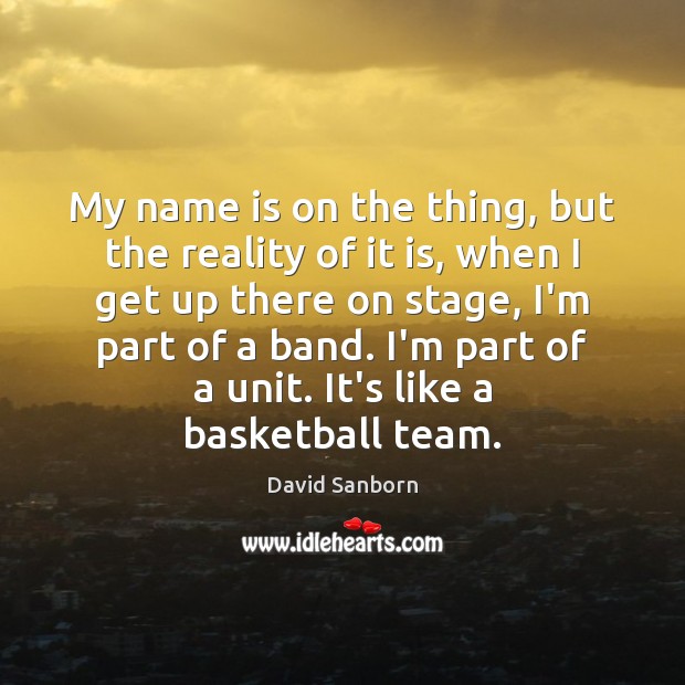 My name is on the thing, but the reality of it is, David Sanborn Picture Quote