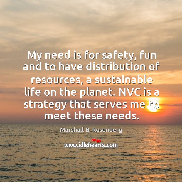 My need is for safety, fun and to have distribution of resources, Marshall B. Rosenberg Picture Quote