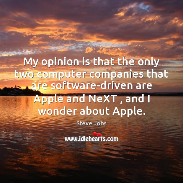 My opinion is that the only two computer companies that are software-driven Steve Jobs Picture Quote