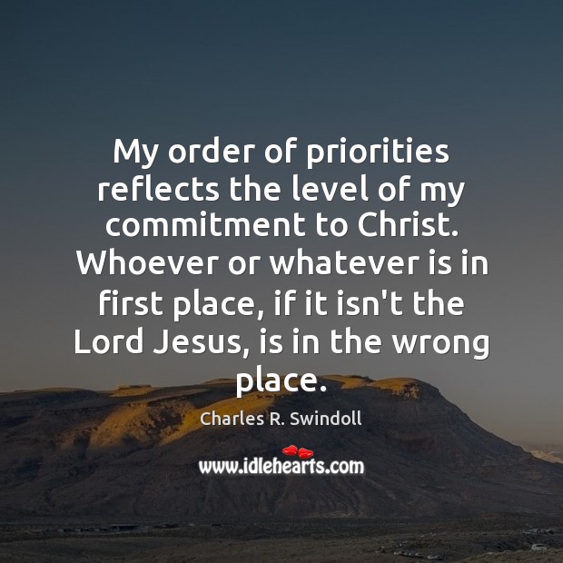 My order of priorities reflects the level of my commitment to Christ. Image