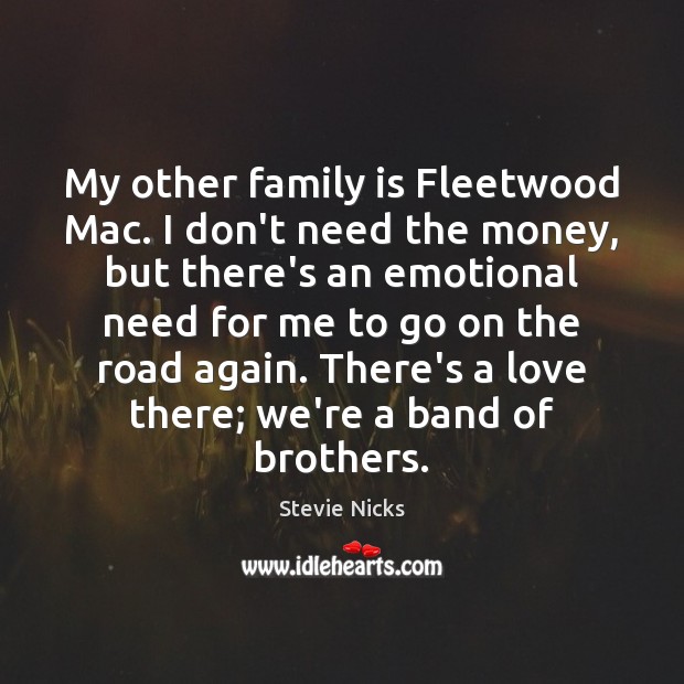 My other family is Fleetwood Mac. I don’t need the money, but Stevie Nicks Picture Quote