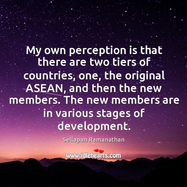 My own perception is that there are two tiers of countries, one, the original asean Sellapan Ramanathan Picture Quote