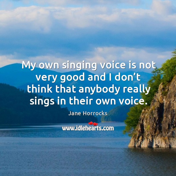 My own singing voice is not very good and I don’t think that anybody really sings in their own voice. Image