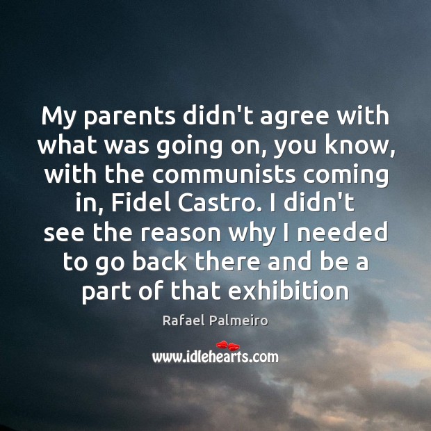 My parents didn’t agree with what was going on, you know, with Rafael Palmeiro Picture Quote