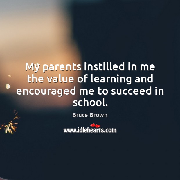 My parents instilled in me the value of learning and encouraged me to succeed in school. School Quotes Image